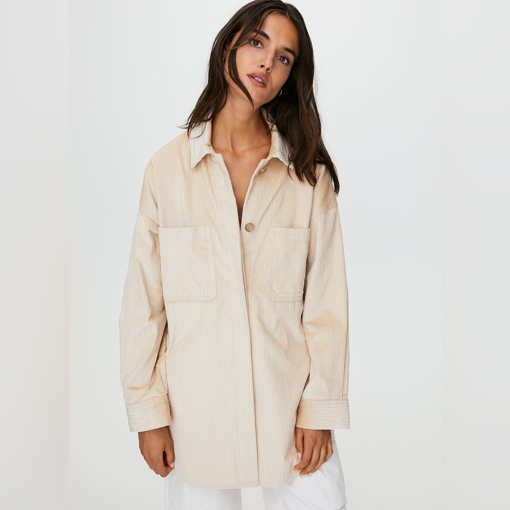 NWOT Babaton Cream Corduroy Shirt Jacket